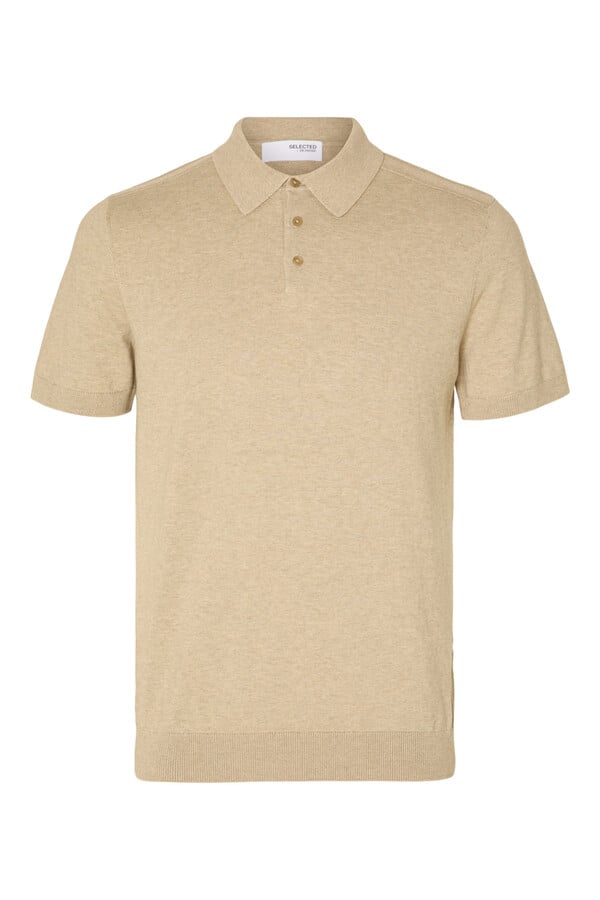Cortefiel Short-sleeved polo shirt in 100% cotton jersey-knit Beige