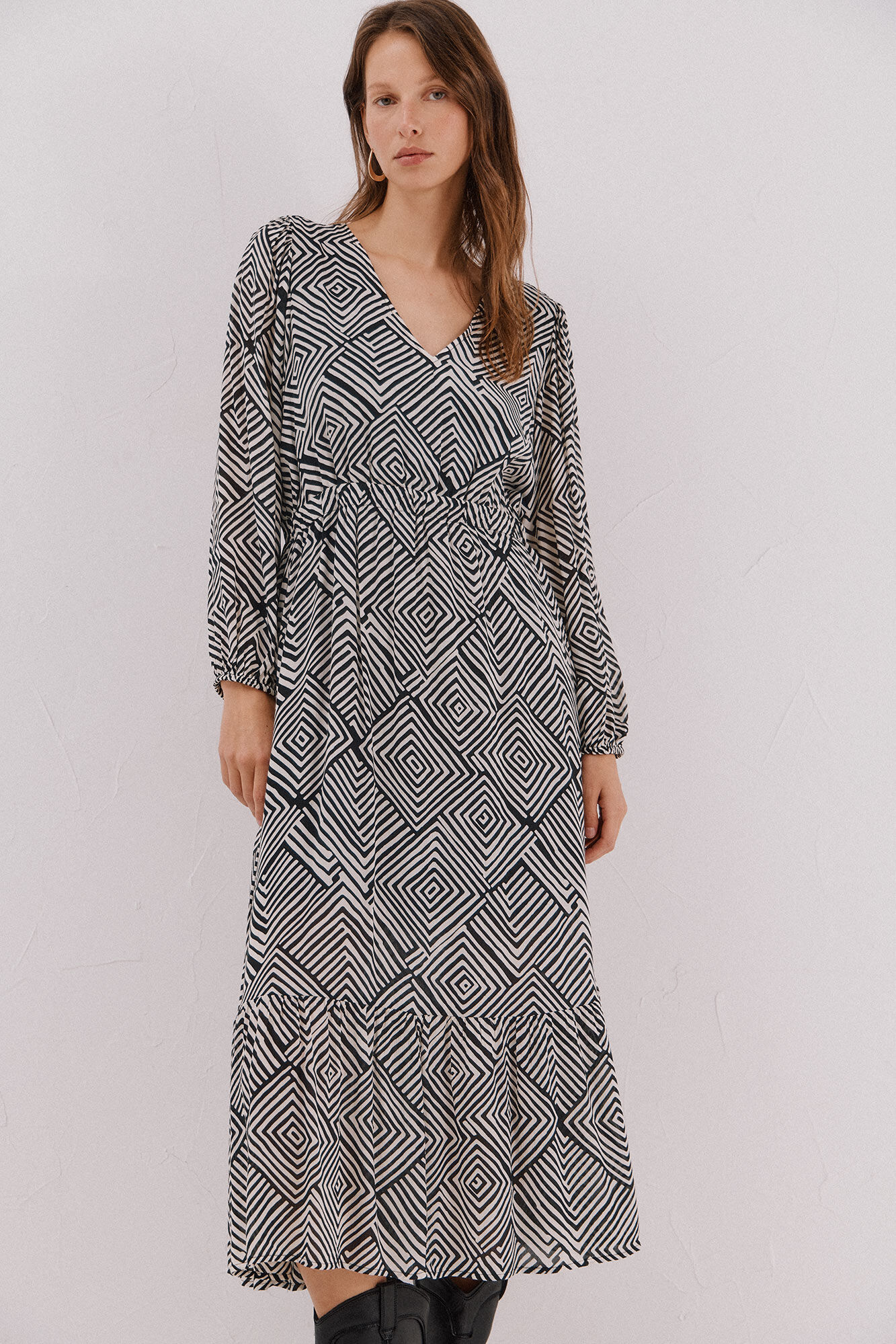 Cortefiel Printed dress Printed white