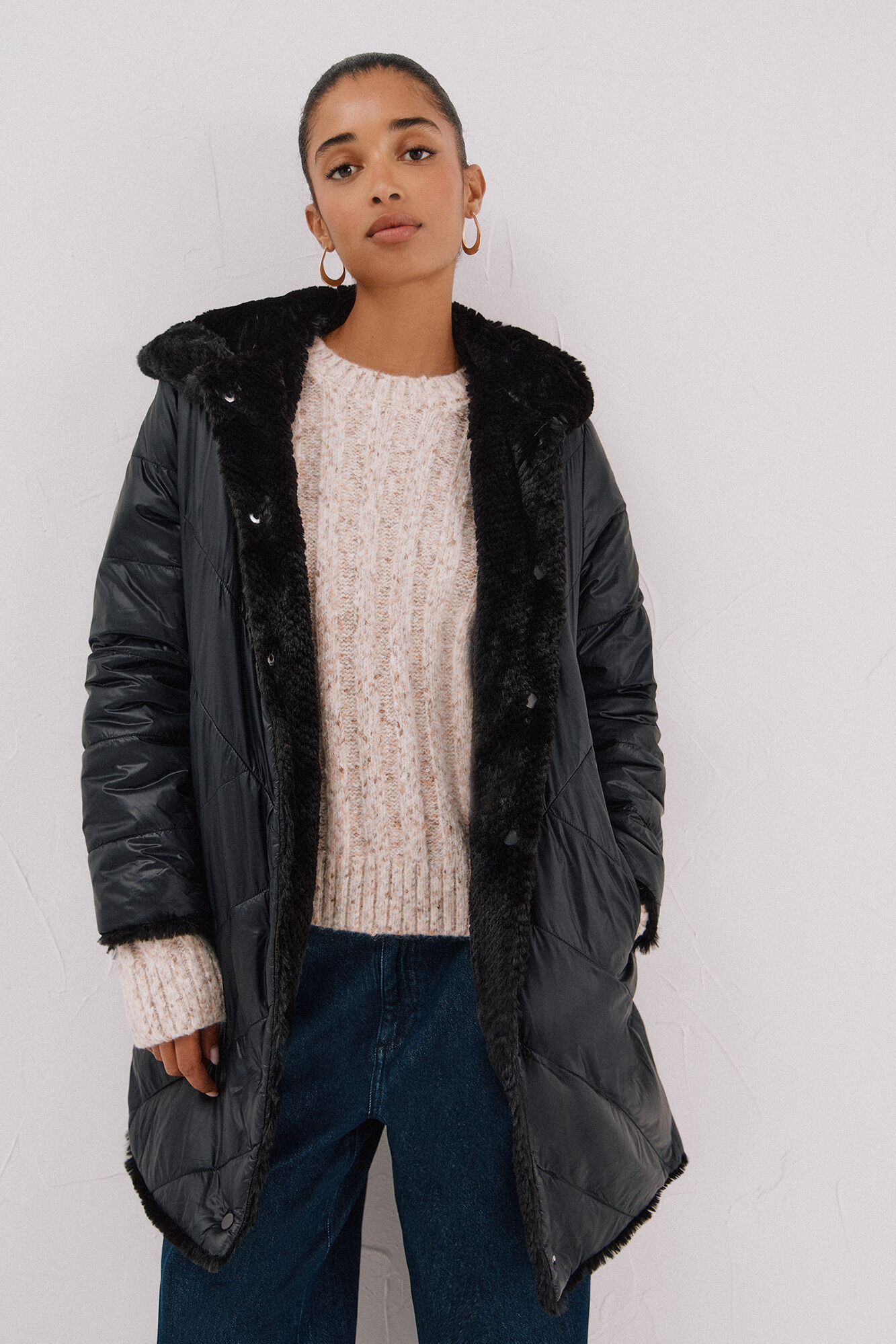 Cortefiel Sobretudo comprido revers&iacute;vel efeito pelo