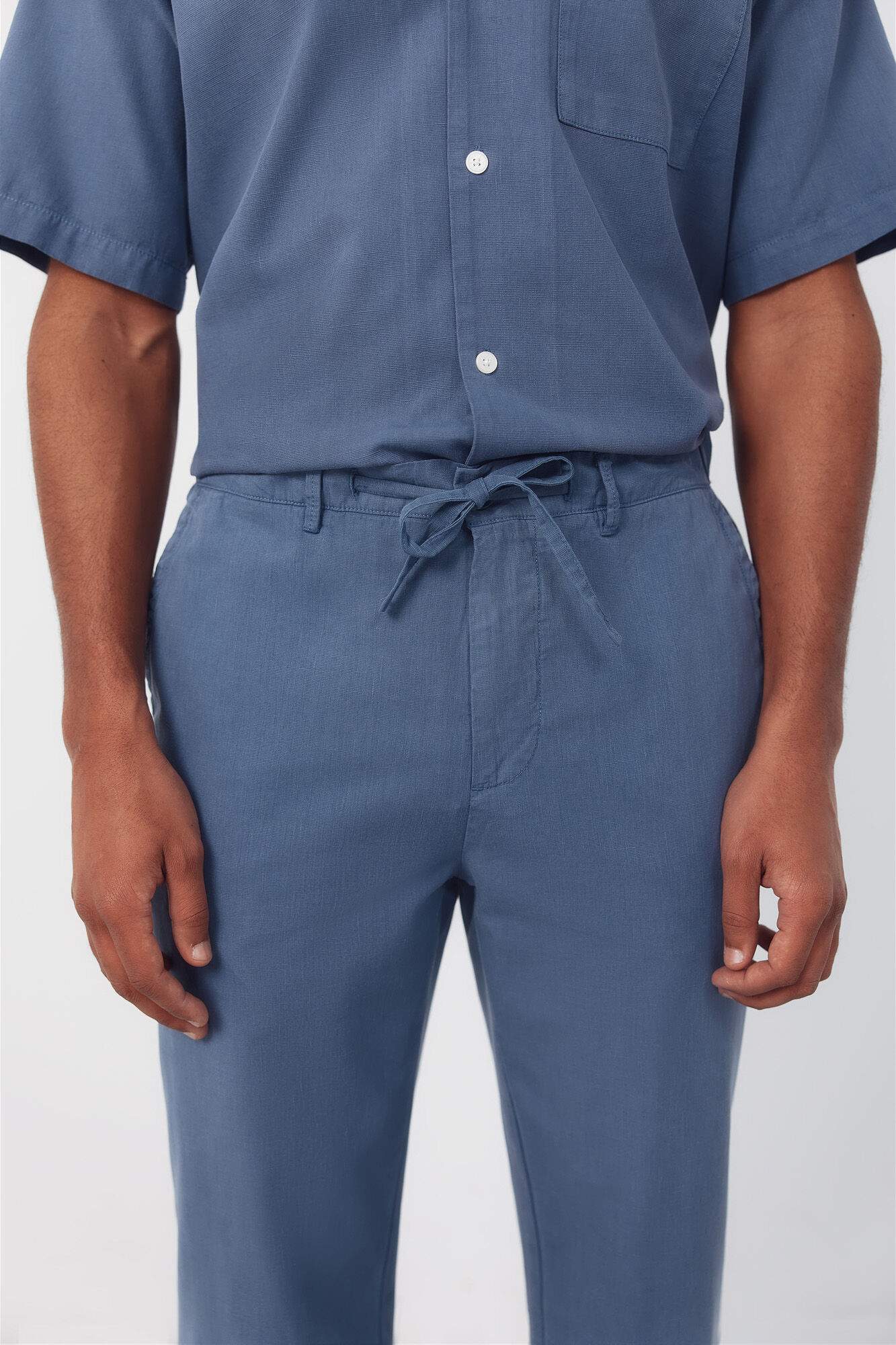 Cortefiel Trousers with elastic waistband and regular drawstrings Blue