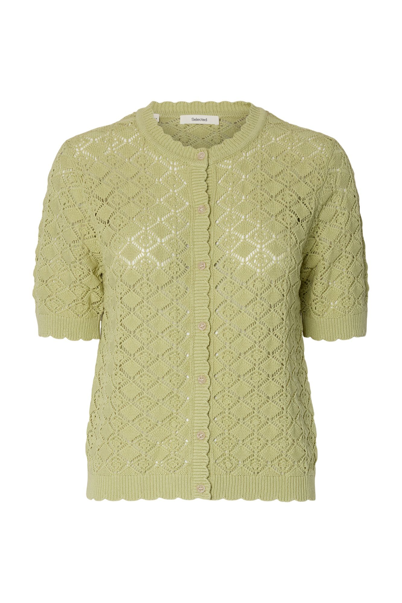 Selected Casaco de malha de malha aberta com manga curtas Verde