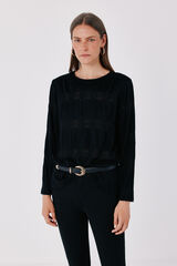 Cortefiel Floral fluid T-shirt Black