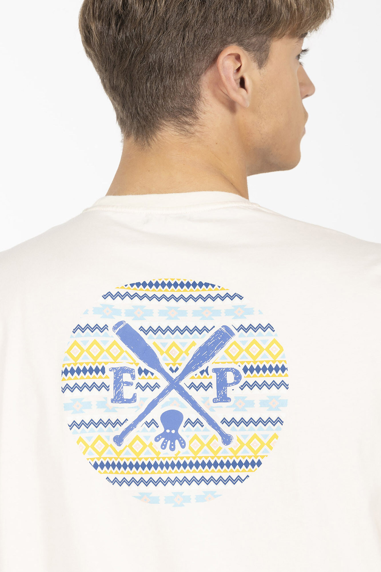 elPulpo Camiseta estampado &eacute;tnico espalda Marfil