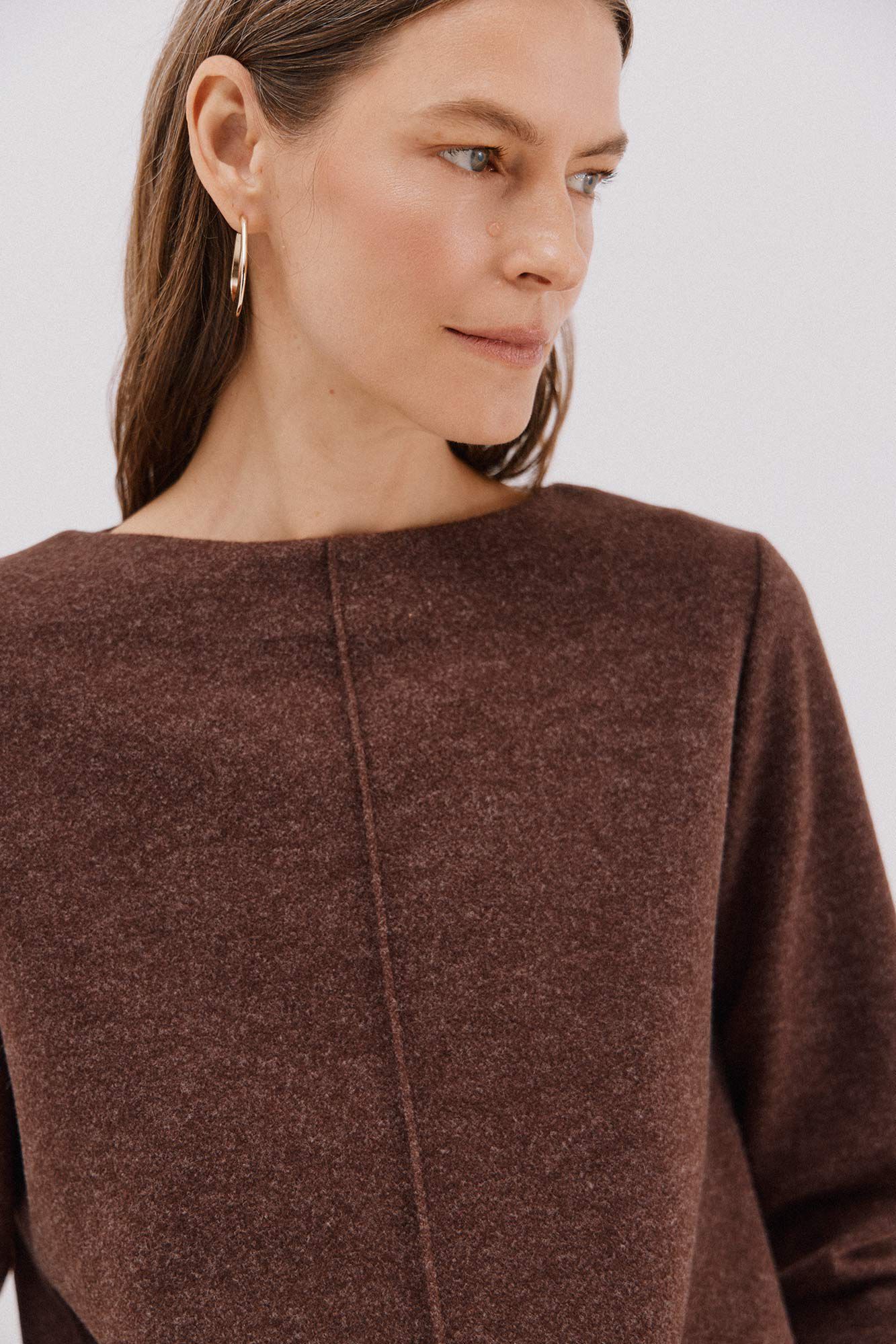 Cortefiel Top com decote chamin&eacute; Castanho