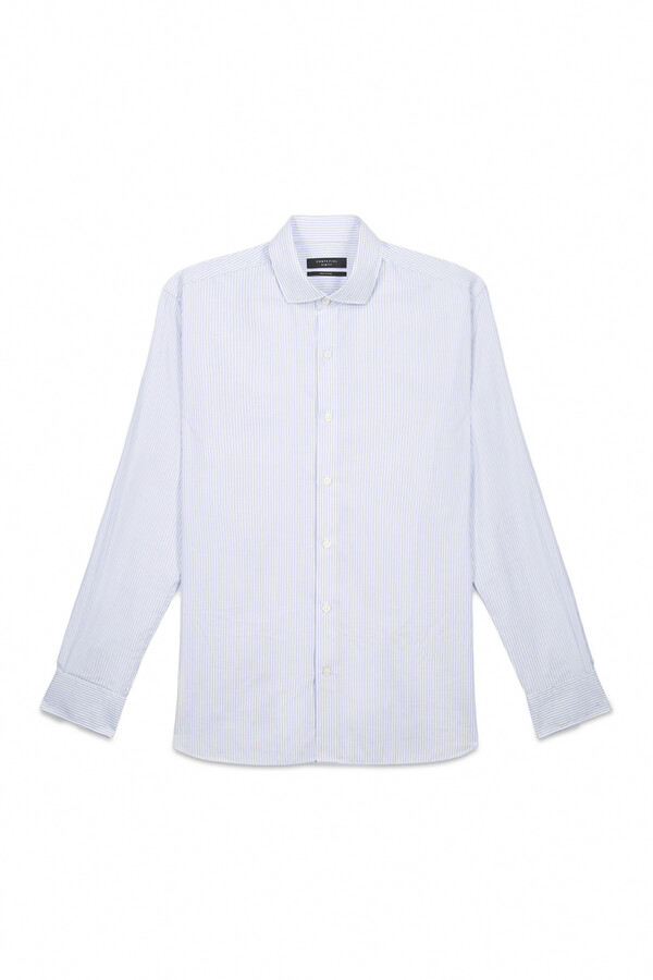 Camisa vestir rayas slim fit fácil plancha Camisas de hombre