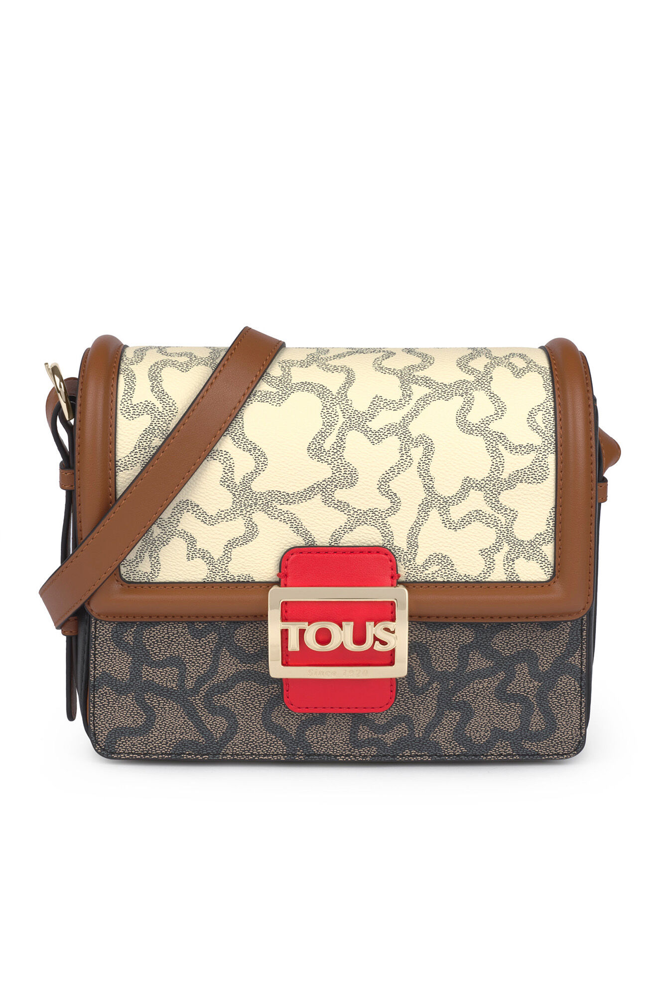 Tous Bandolera mediana beige y negra Kaos Icon Multicolor