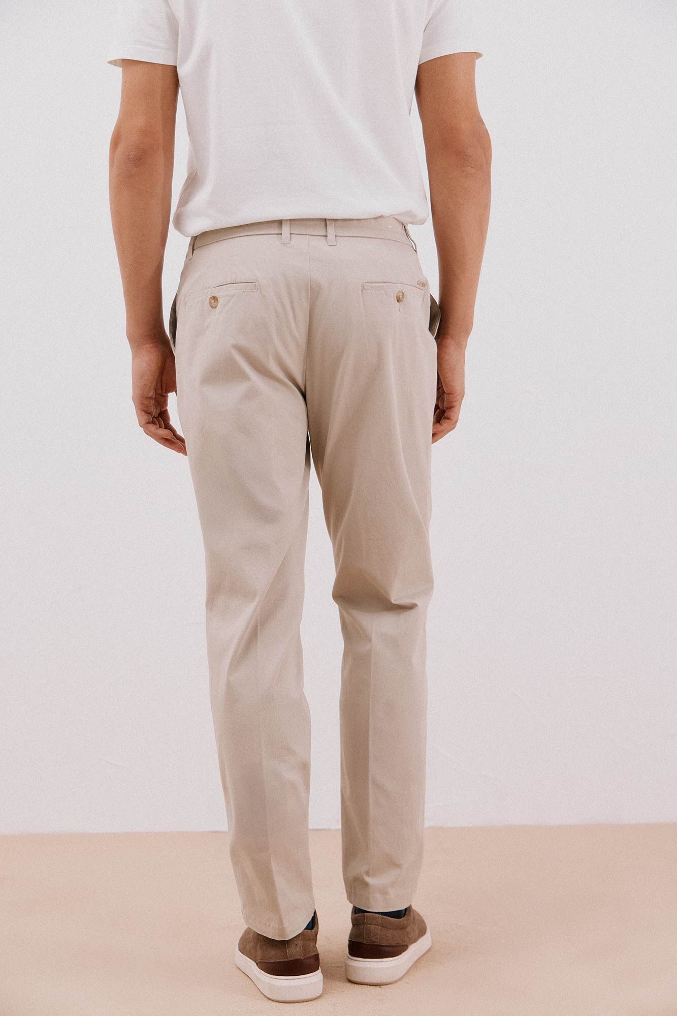 Cortefiel Tapered fit comfort chinos pants Beige