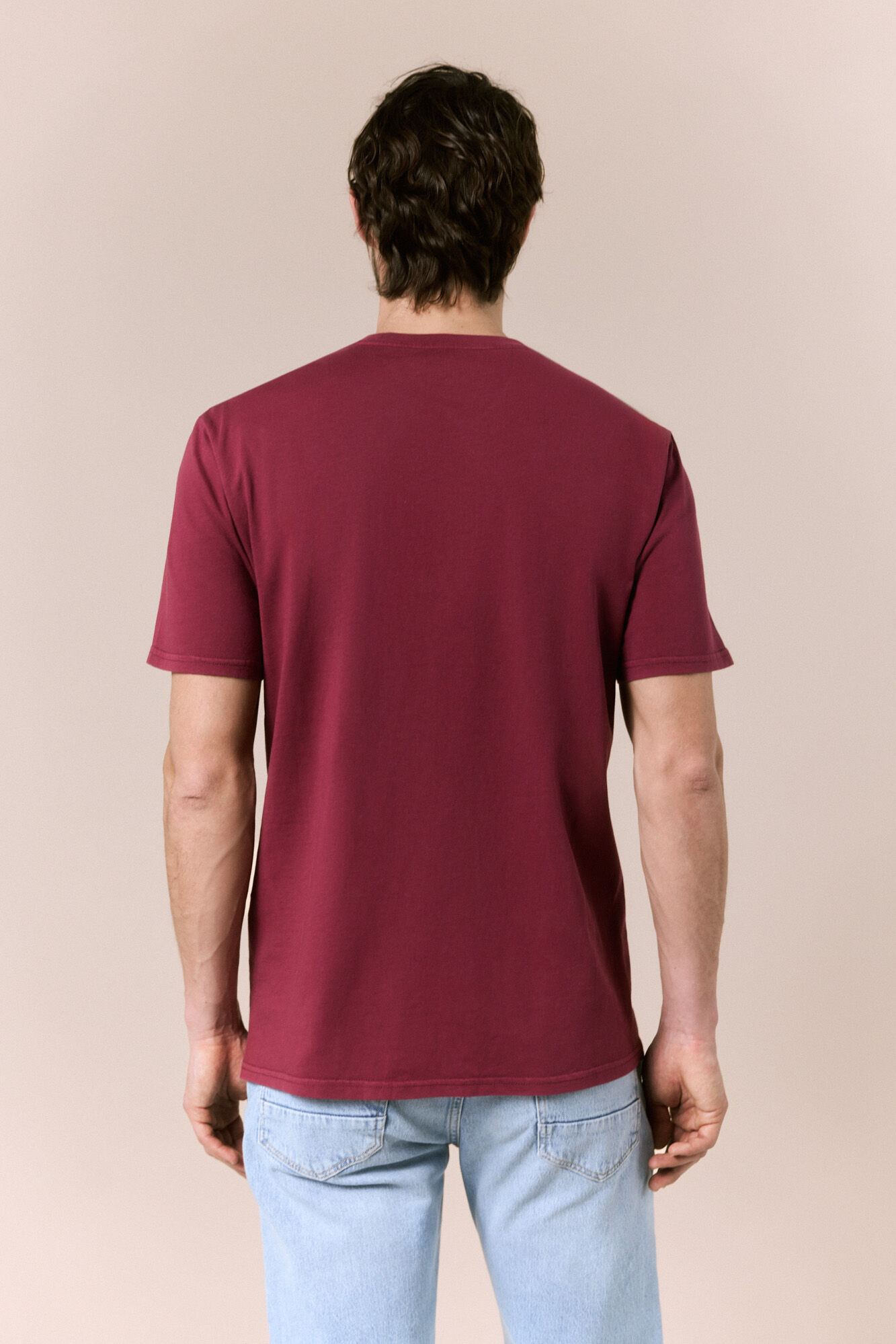 OOTO Camiseta b&aacute;sica lavada Granate