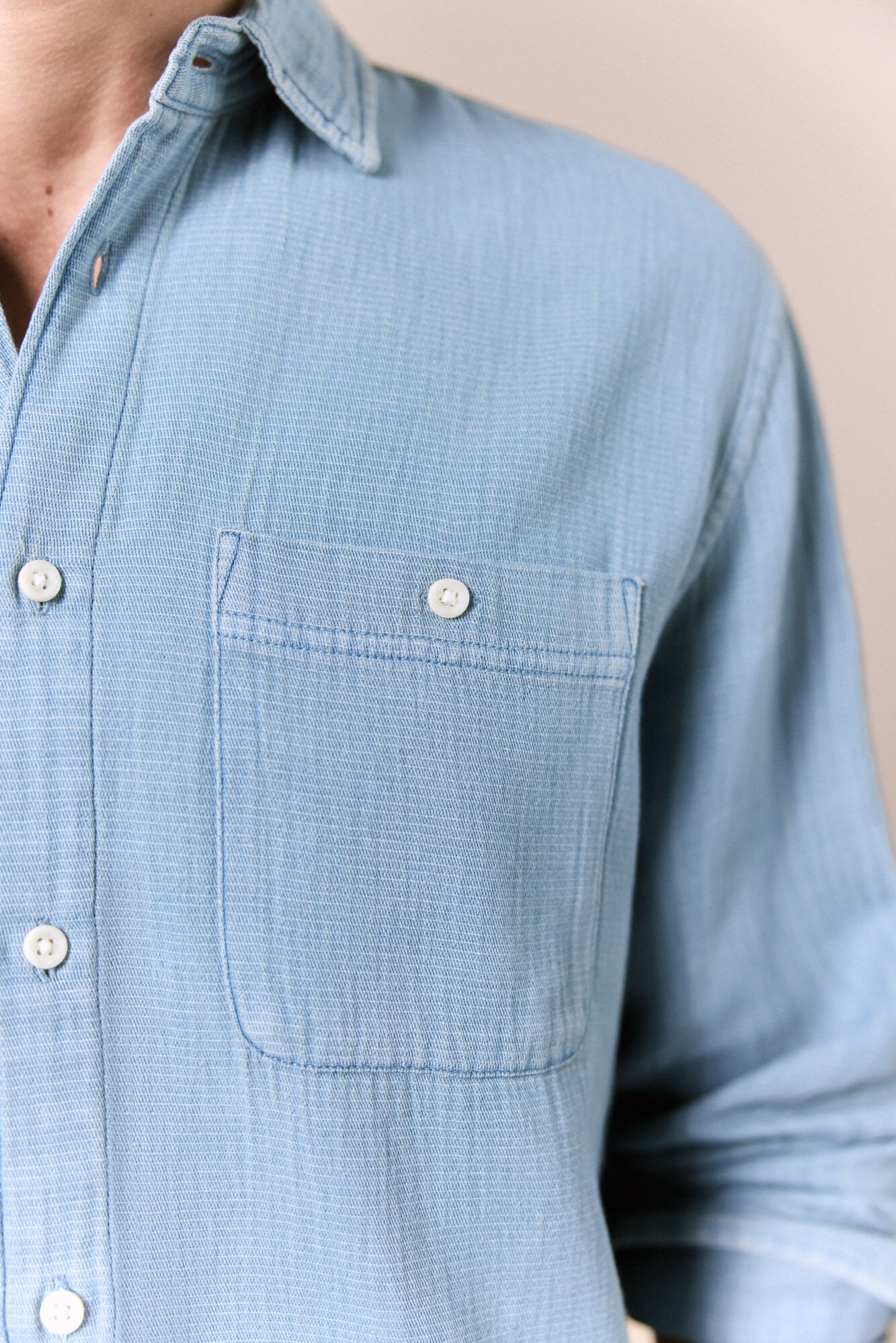 OOTO Camisa manga comprida em denim Azul