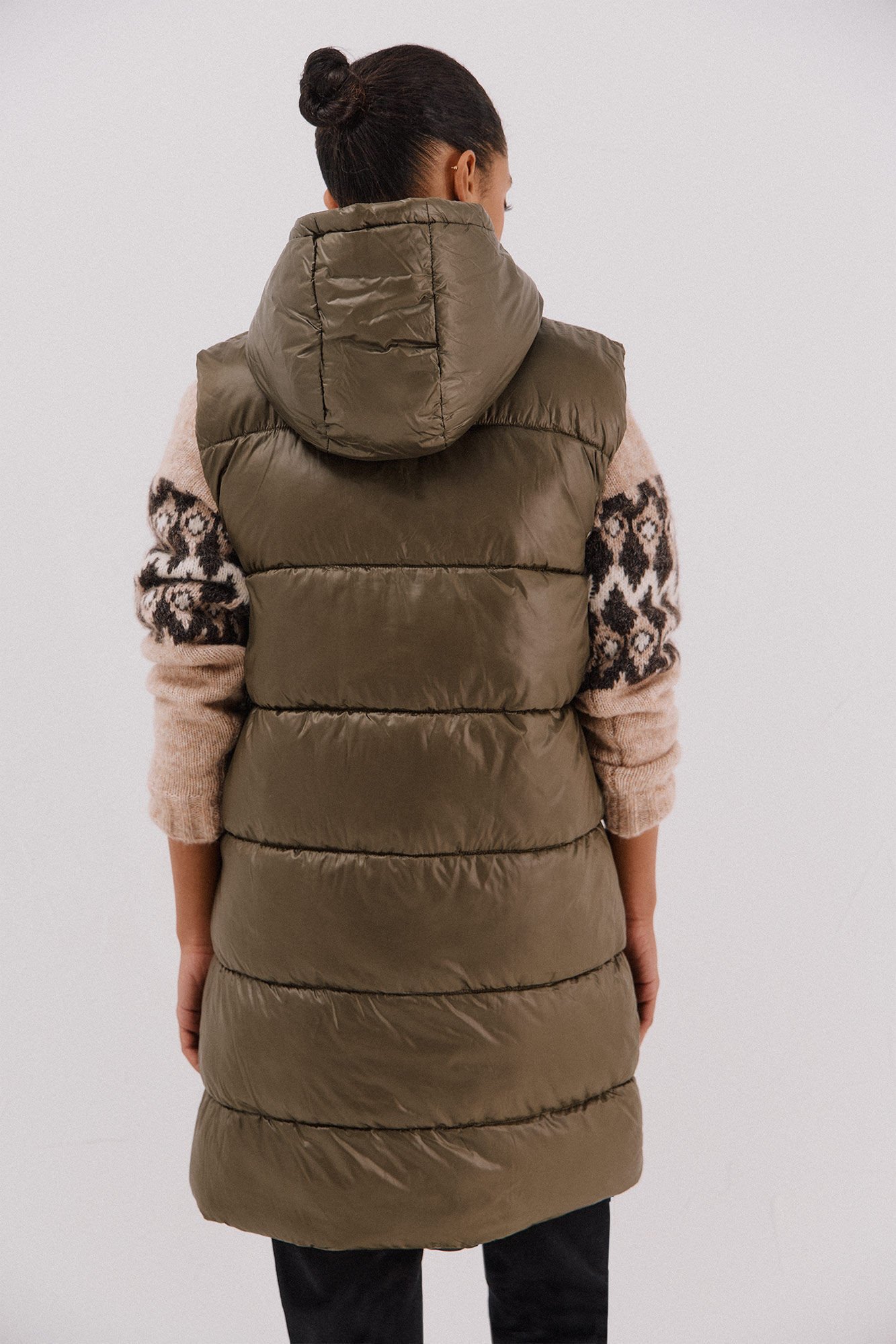 Cortefiel Long reversible gilet Kaki