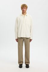 Selected 100% organic cotton lightweight denim shirt Ivory