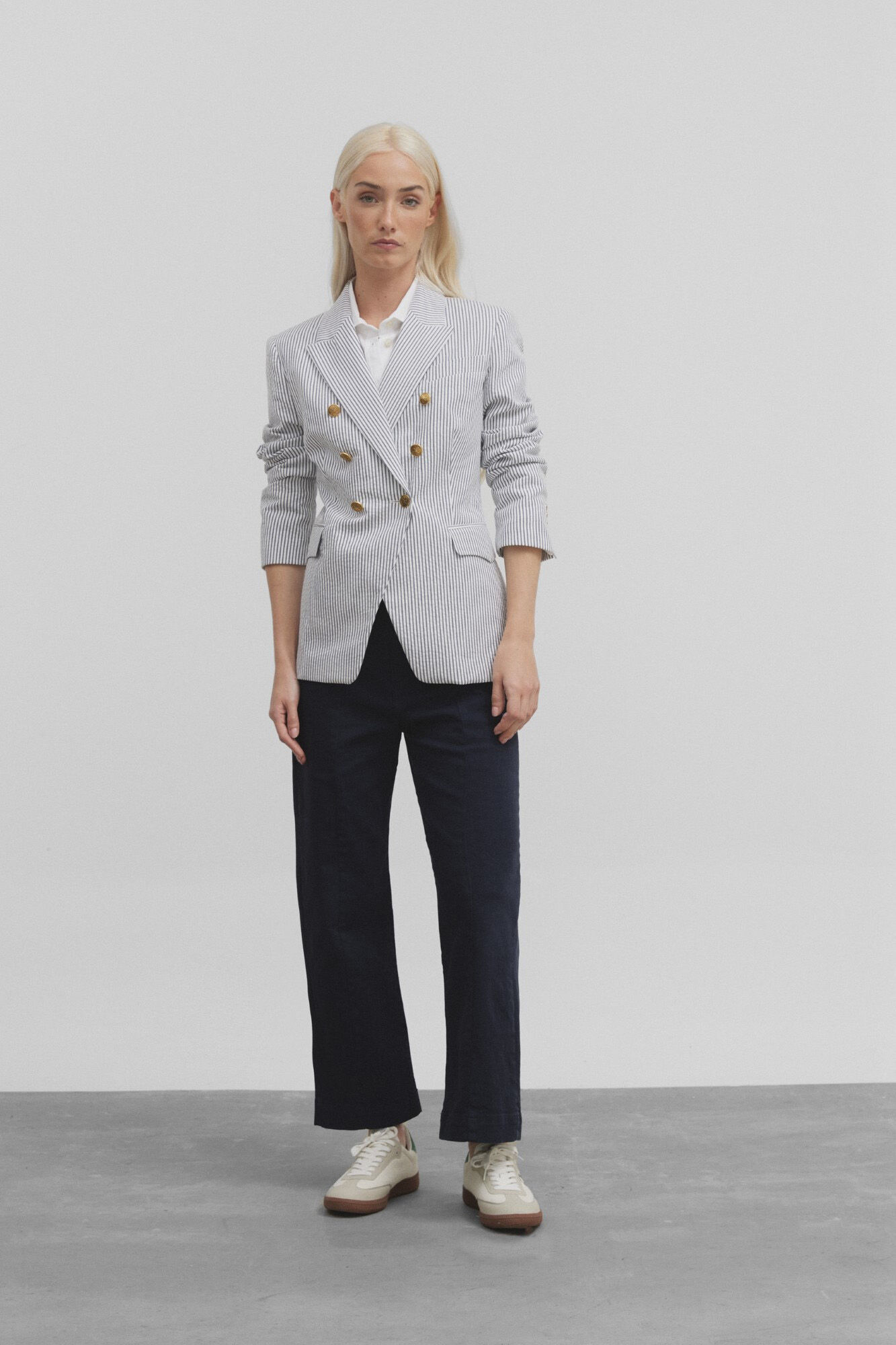 Silbon Women's double-breasted striped blazer Printed white