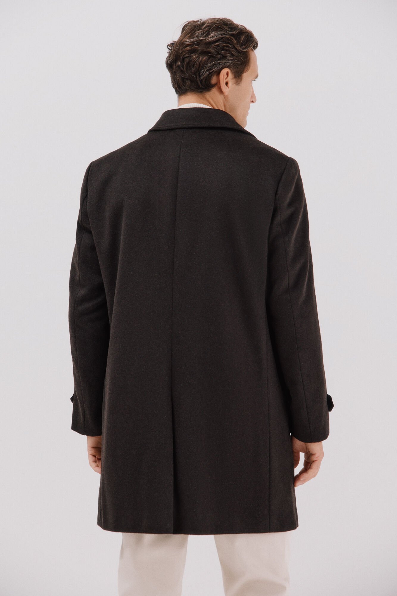 Cortefiel Wool shirt coat Dark brown