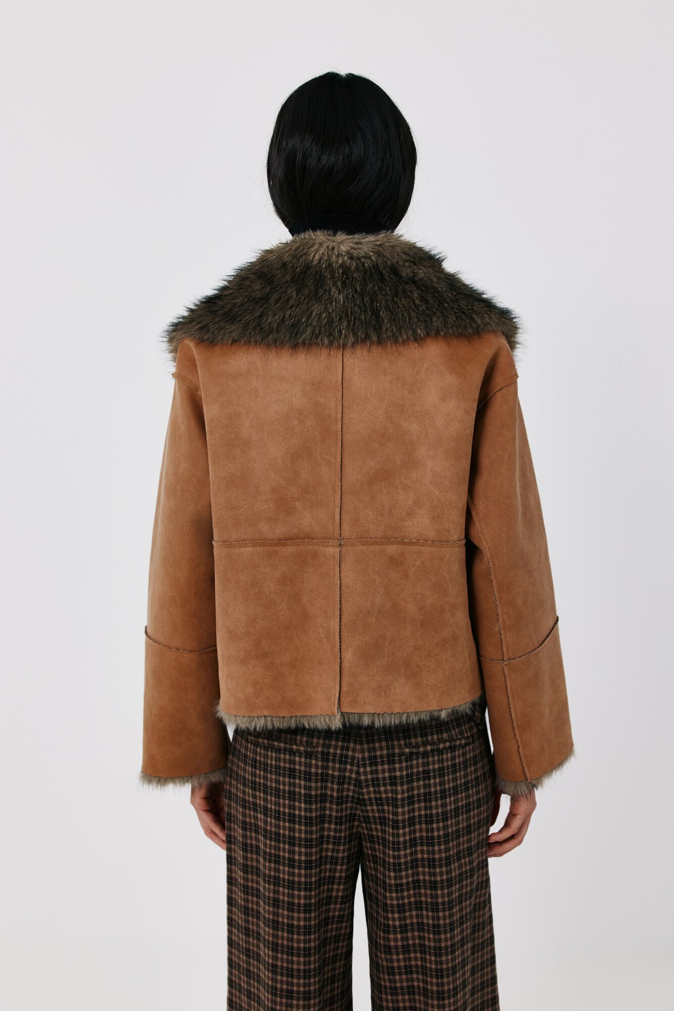 Cortefiel Short double-faced effect coat Beige