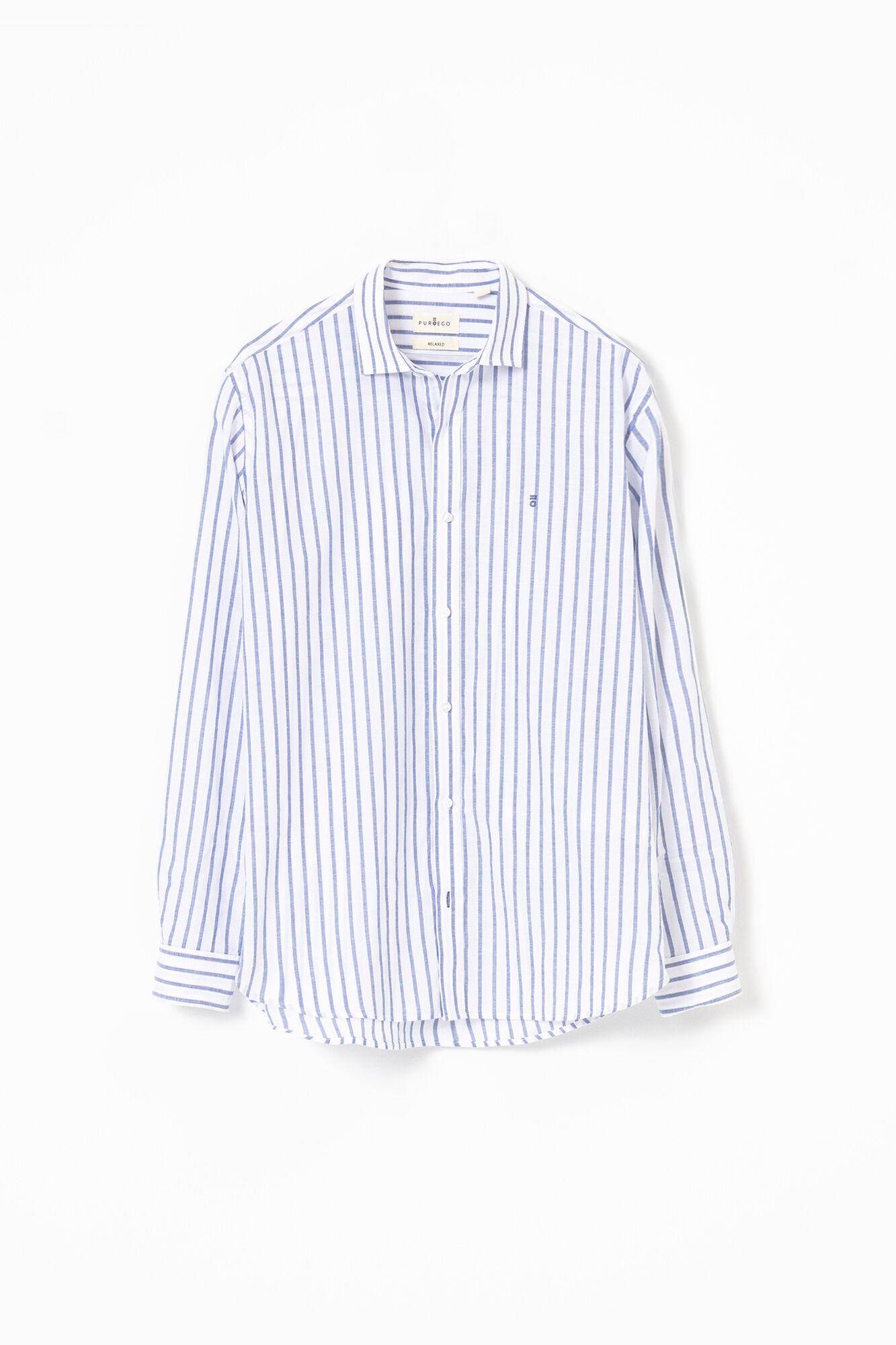 PuroEGO Camisa de riscas em linho Azul