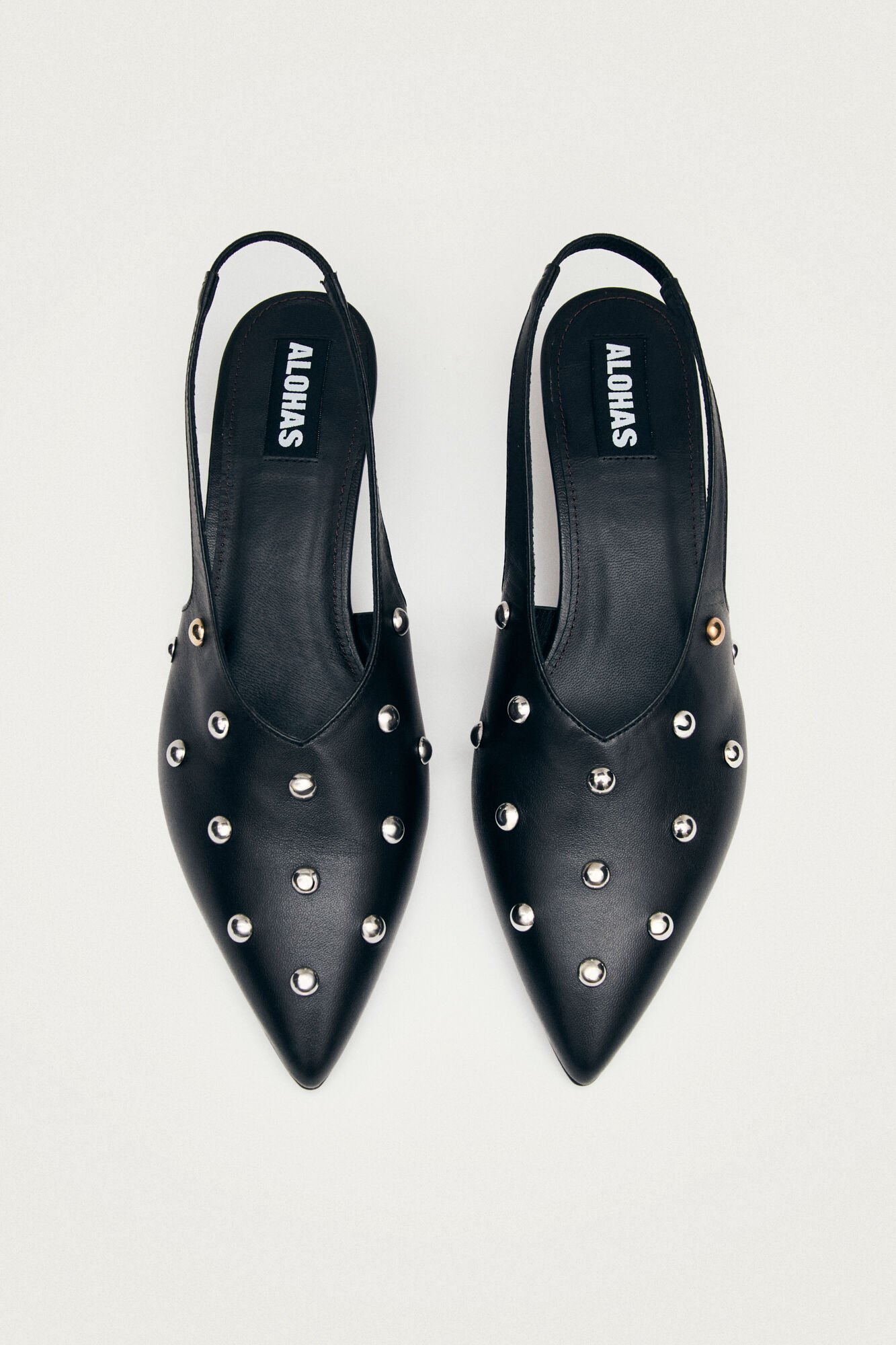 Alohas Sapatos de salto de couro Eros Studs Preto