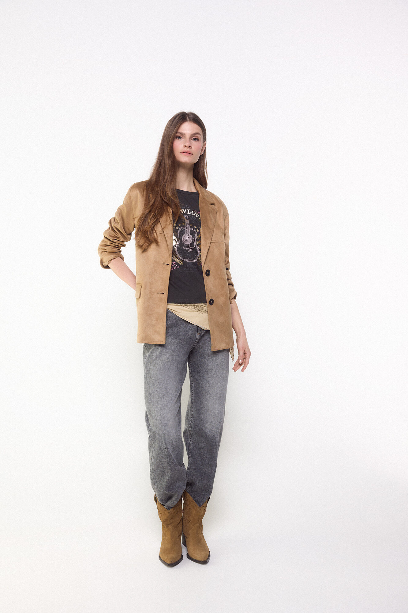 Slowlove Camiseta slowlove guitarra Cinzento