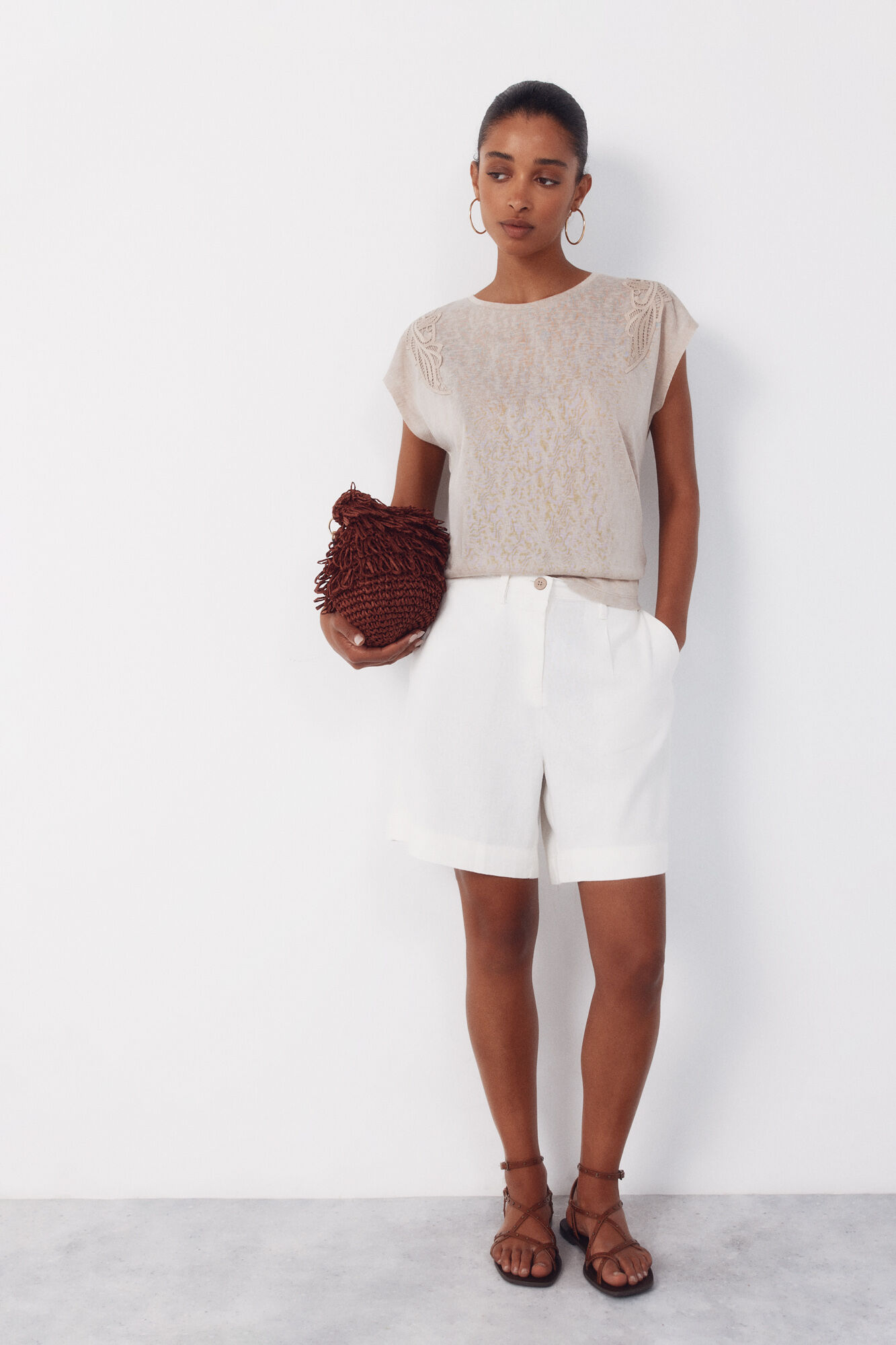 Cortefiel Plain linen bermuda shorts