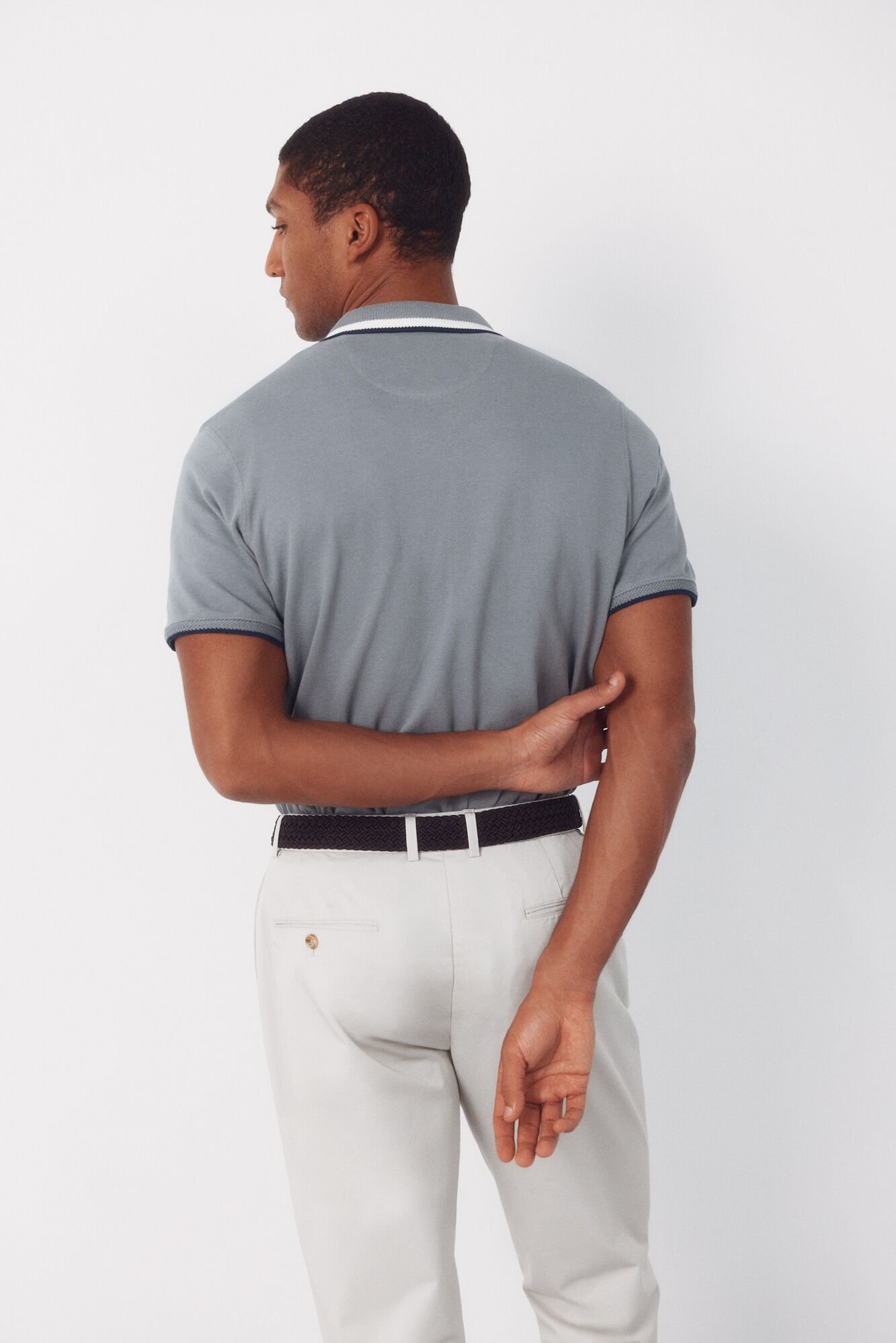 Cortefiel Fantasy neck structure polo shirt Grey