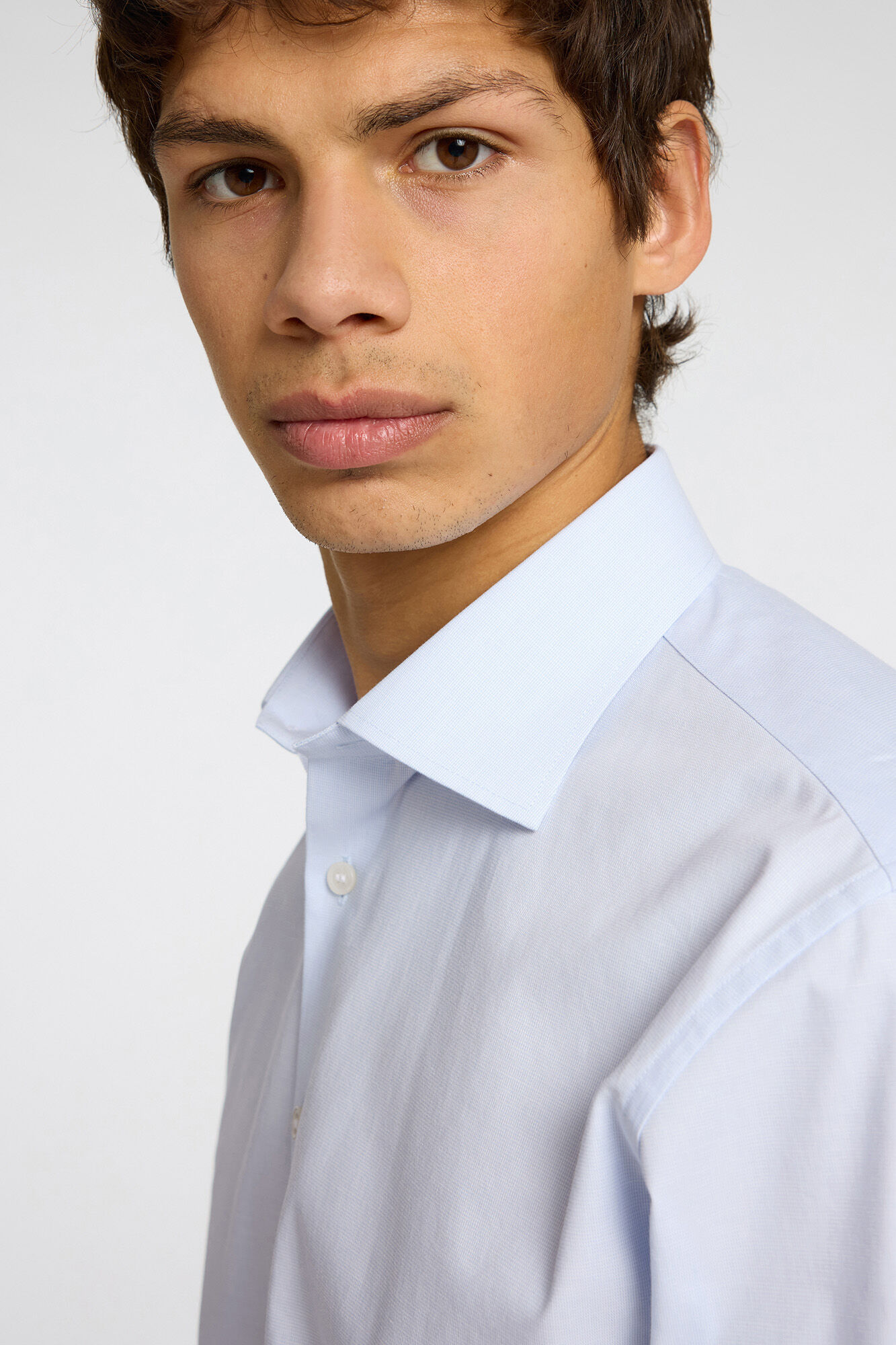 Selected Camisa de manga comprida elegante 100% algod&atilde;o Azul