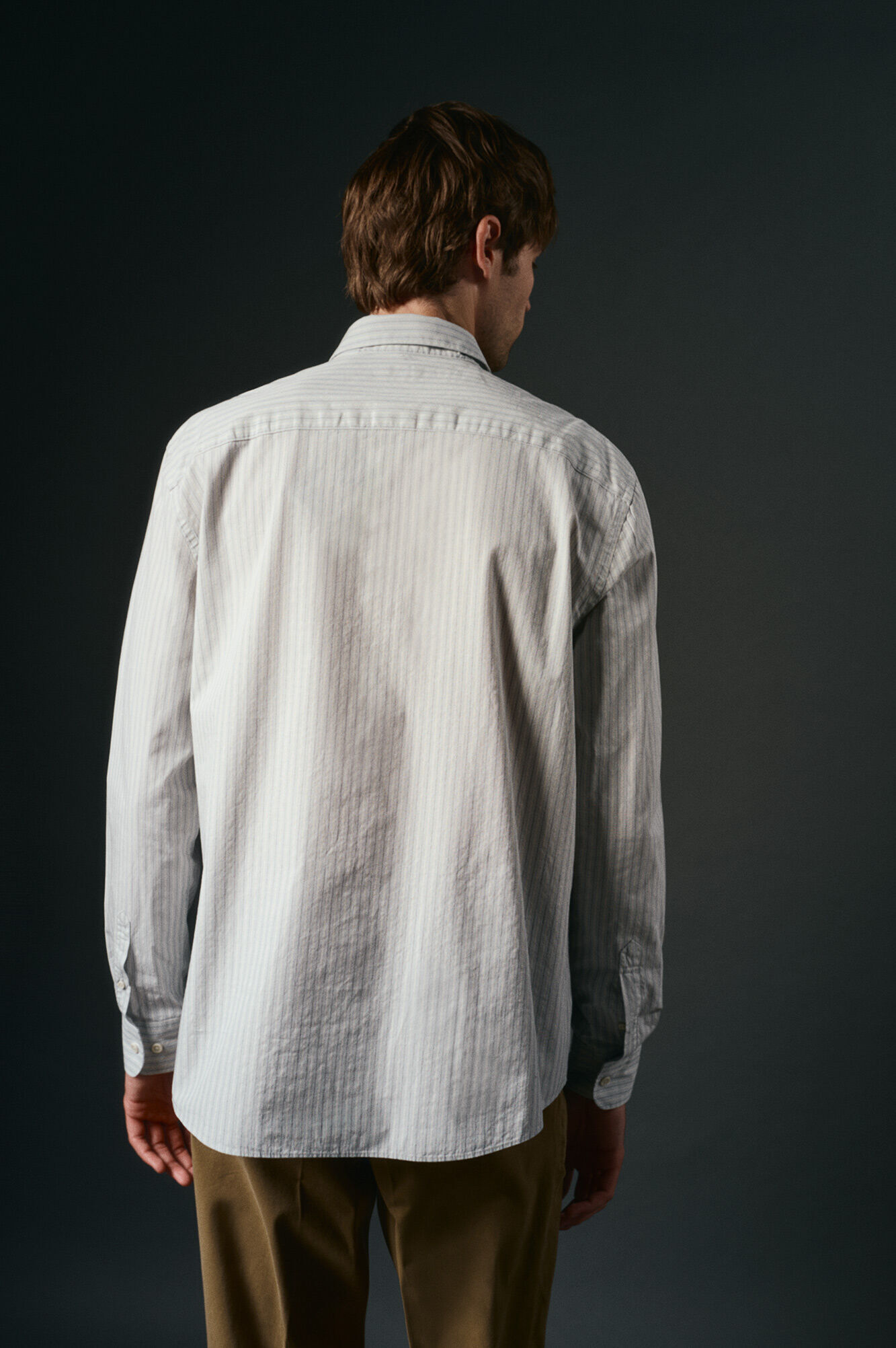 OOTO Camisa riscas estruturada Azul