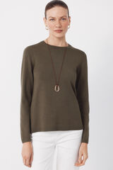 Cortefiel Striped jersey-knit jumper Kaki