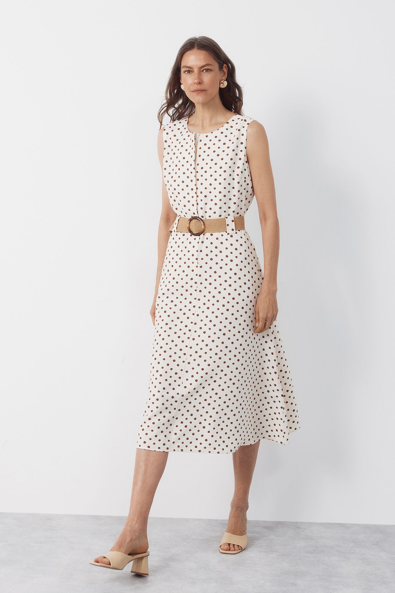 Cortefiel Flared dress Printed white