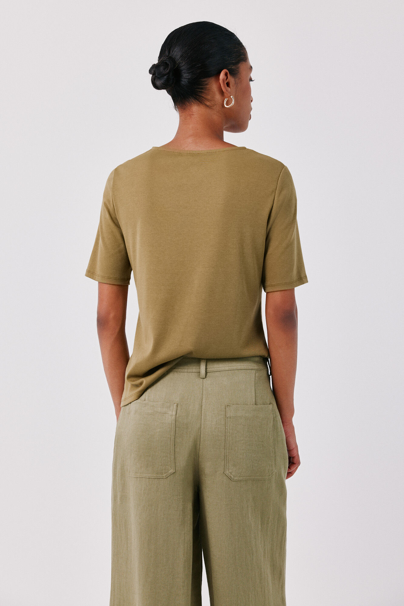 Cortefiel Knot neckline T-shirt Green