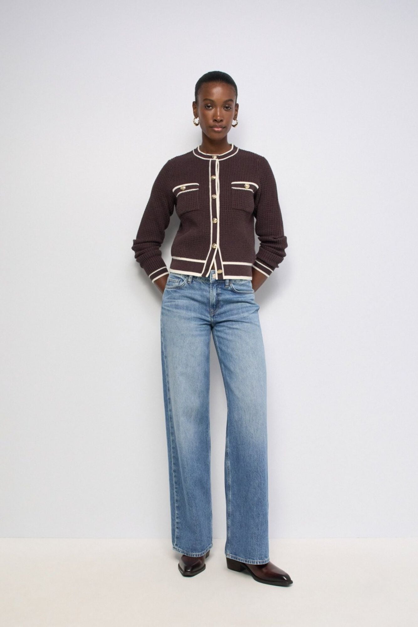 Salsa Jeans Casaco de malha abotoado Castanho