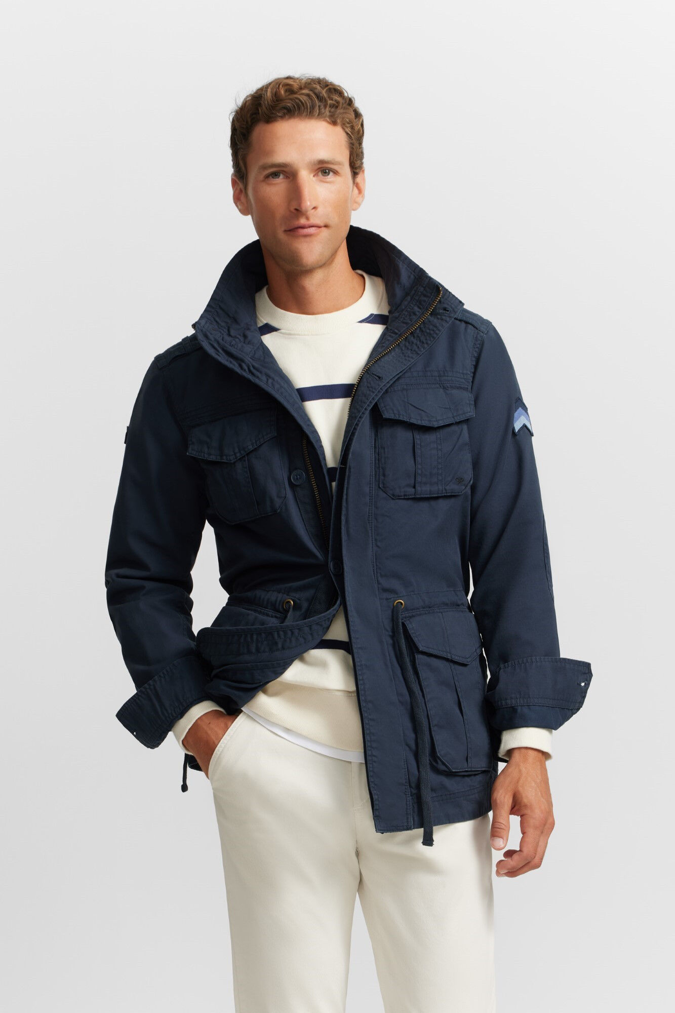 Silbon Jaqueta militar tingida para roupa Azul