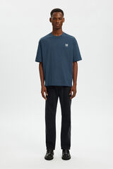 Selected Camiseta manga corta estampado contraste Azul marino