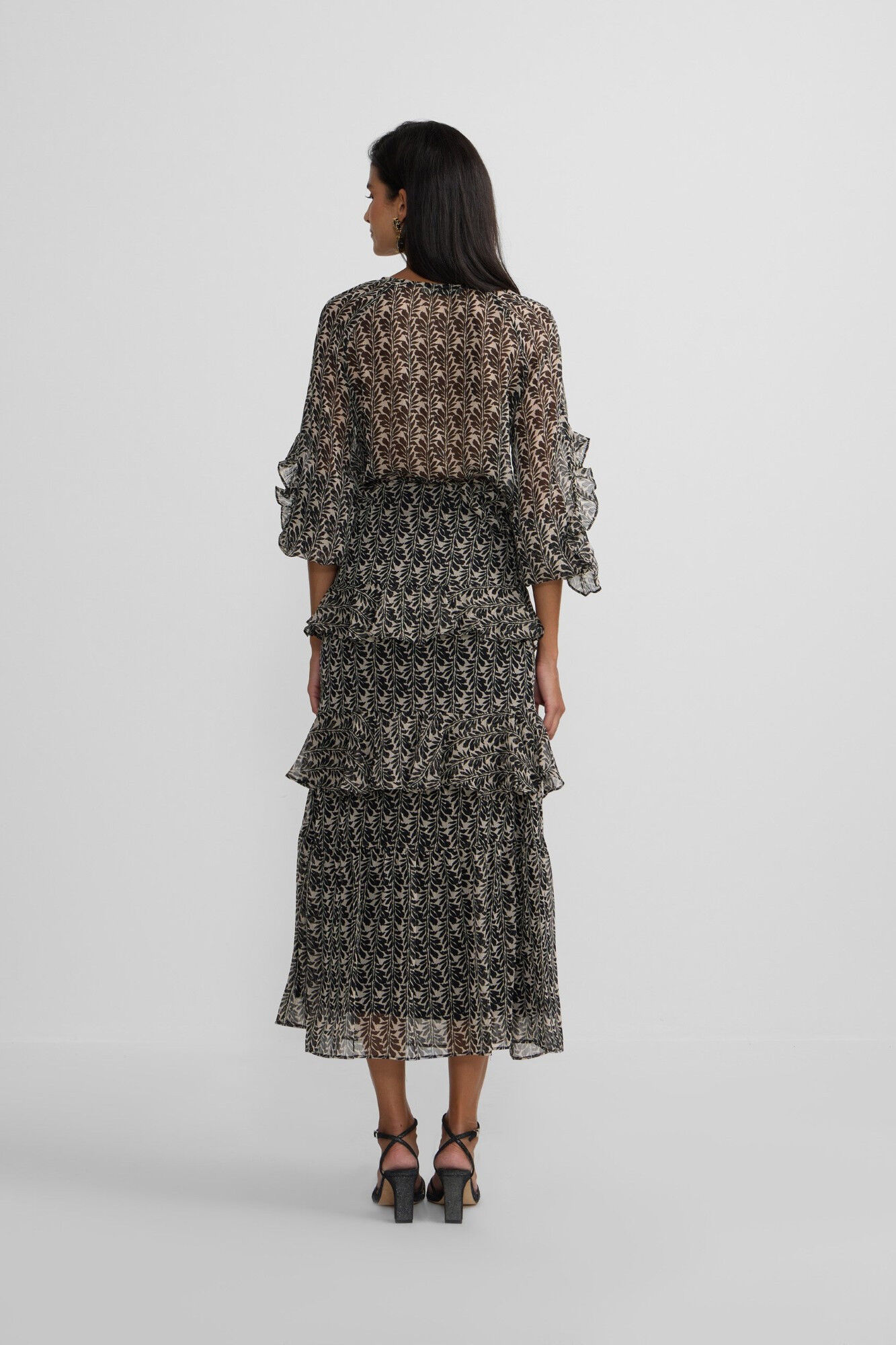 Silbon Blusa estampado com babados Multicolorido