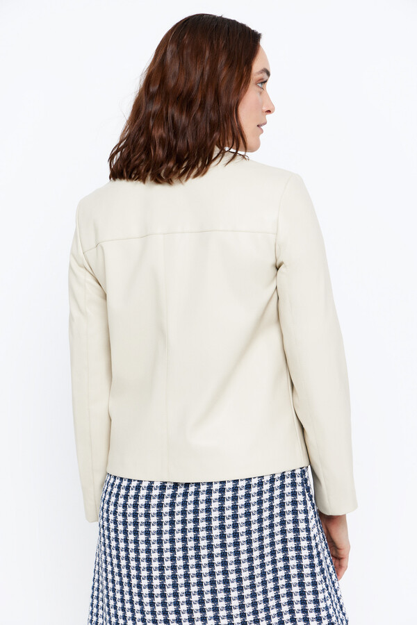 Cortefiel Quilted jacket with gold buttons Ivory