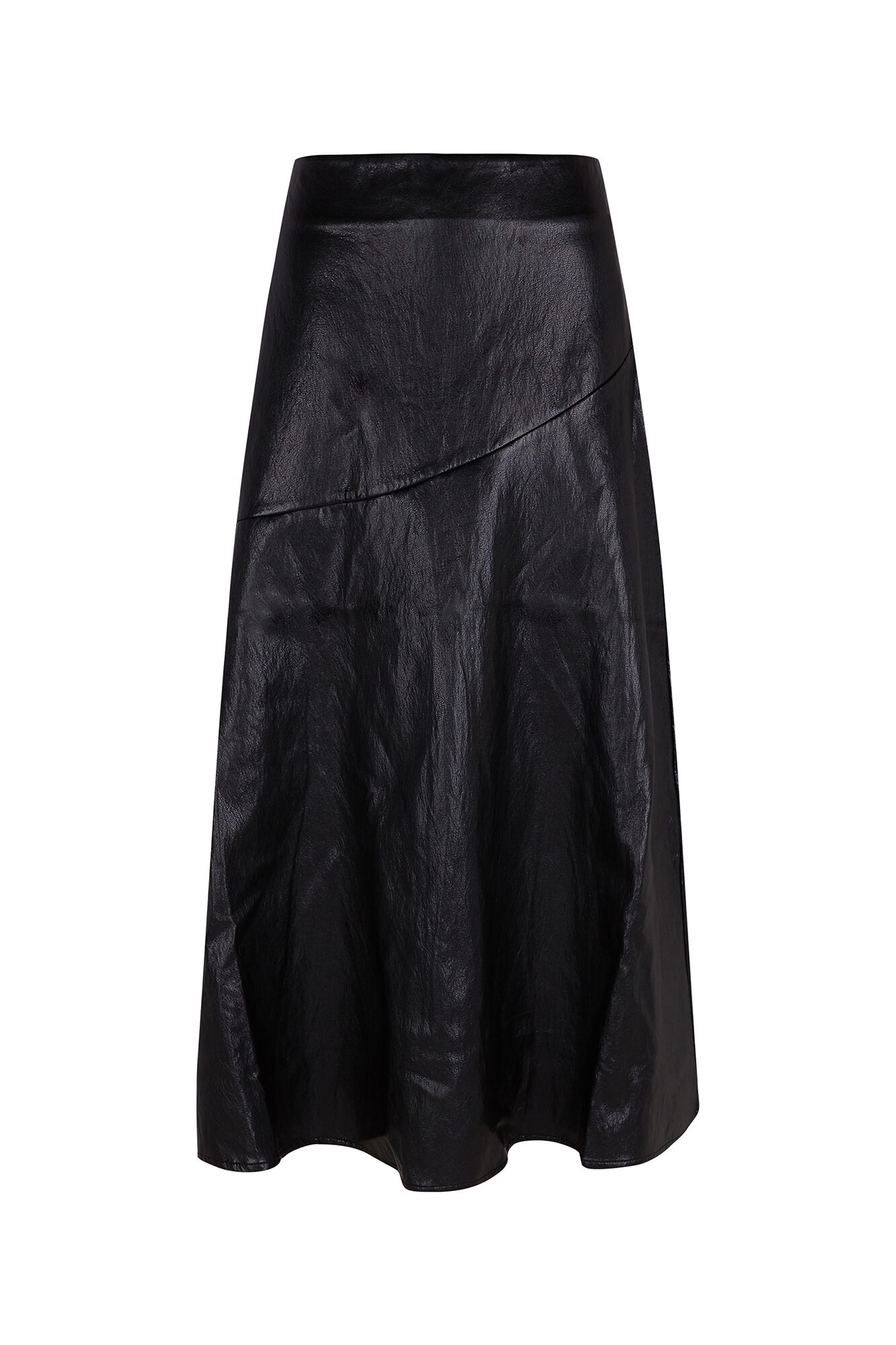 Cortefiel Faux leather midi skirt Black