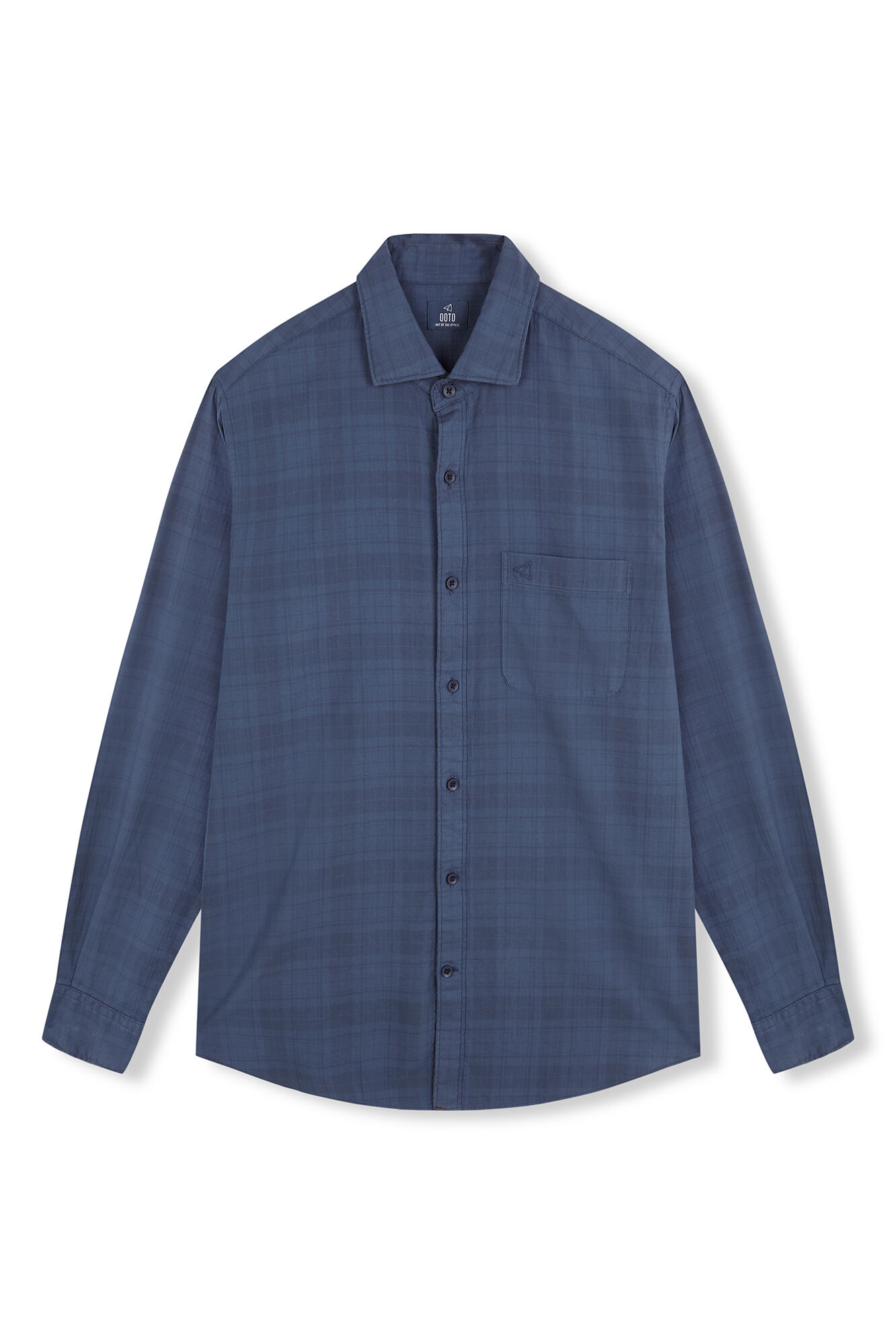OOTO Overdyed checkered shirt Navy