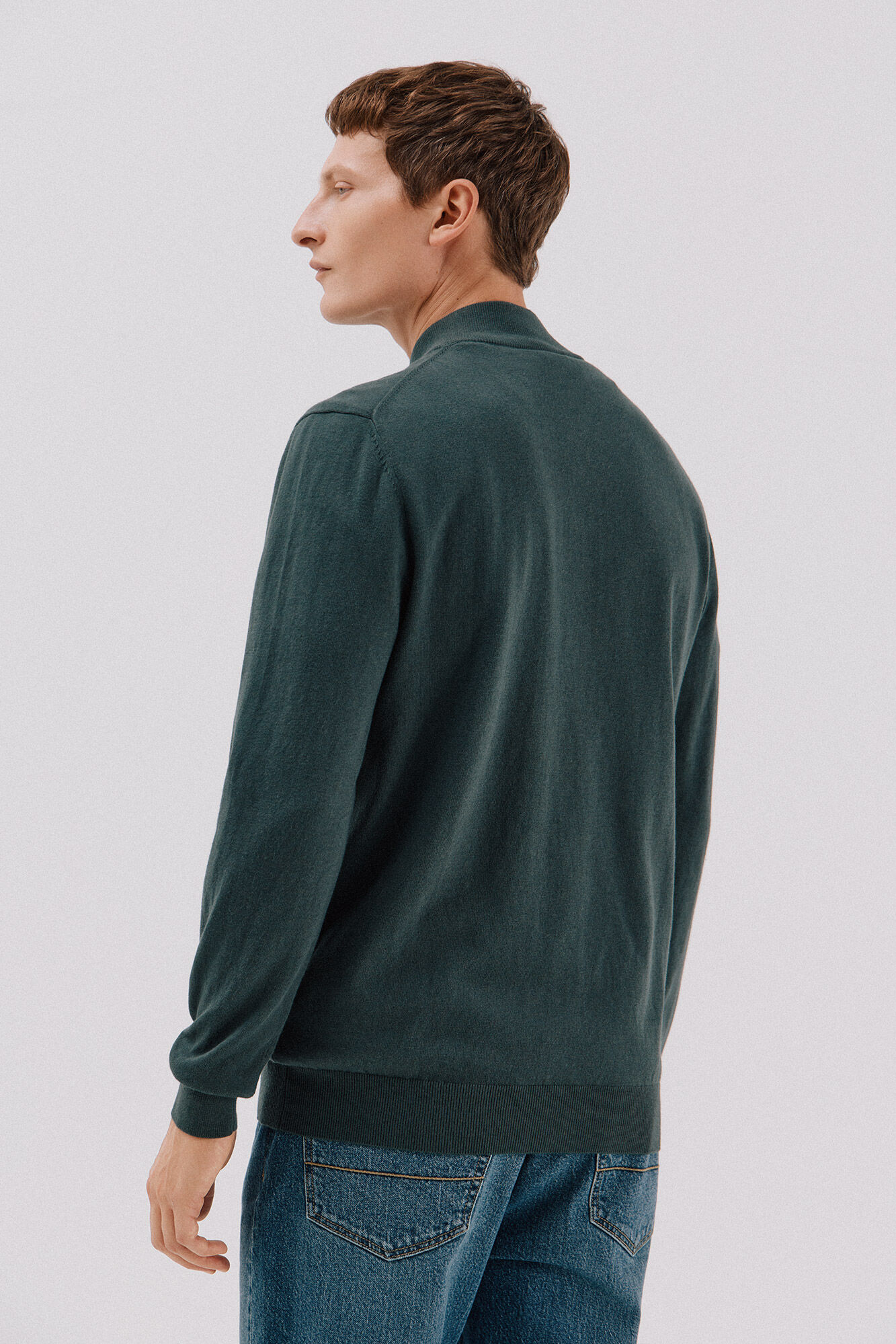 Cortefiel Cotton and cashmere cardigan  Dark green