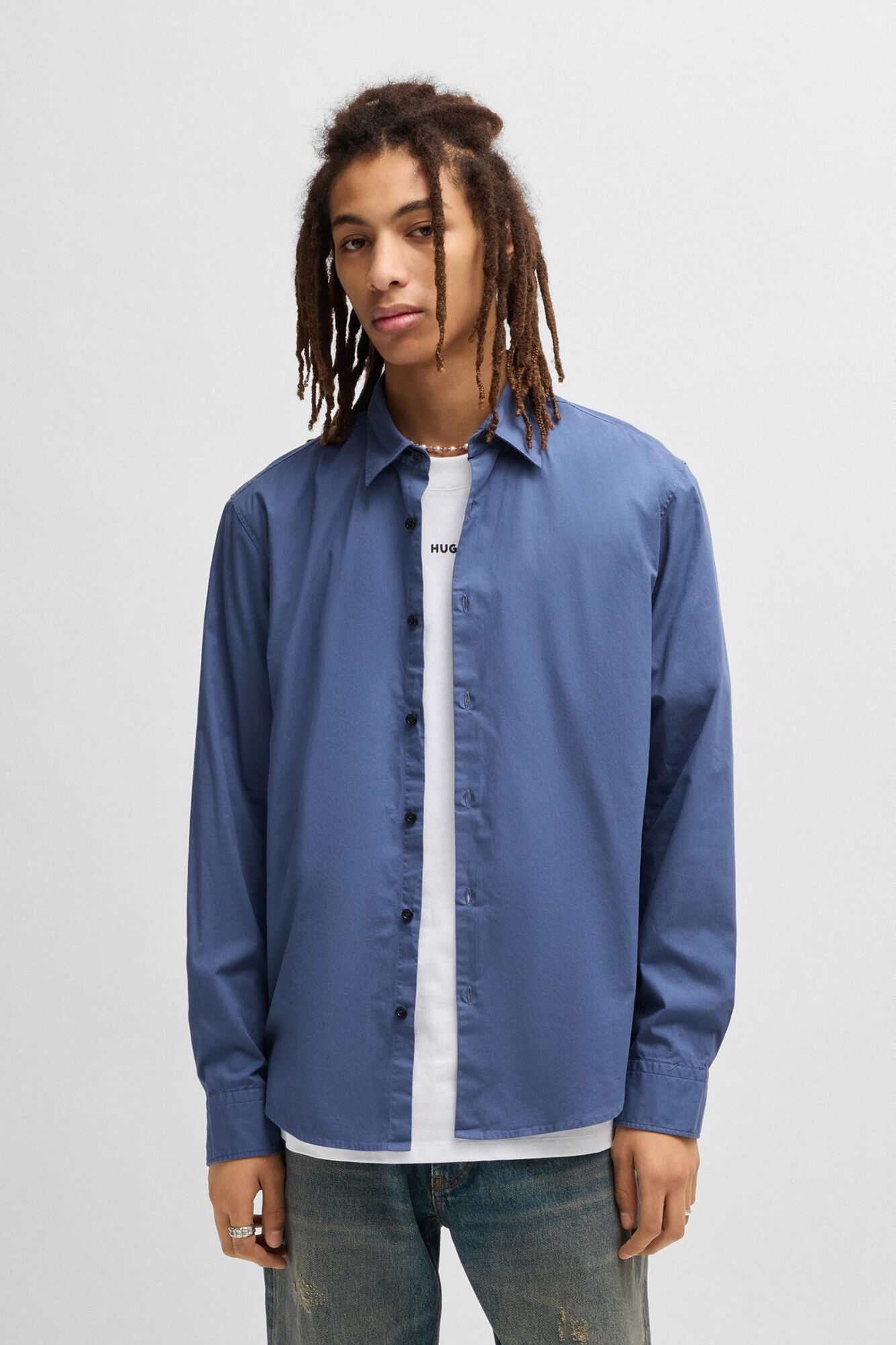 HUGO Camisa de manga comprida Azul