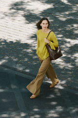 Cortefiel Jersey fino com babados. Verde