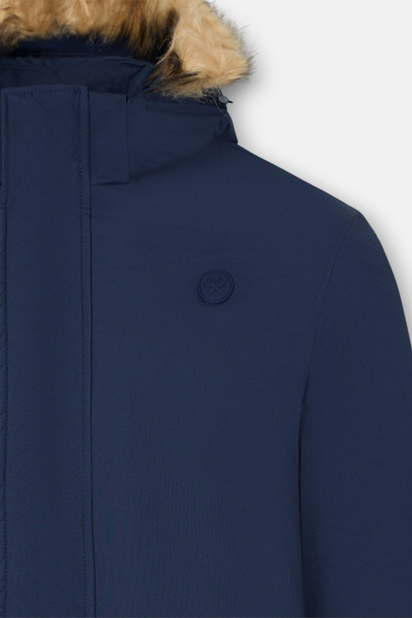 Silbon Sobretudo t&eacute;cnico longo com capuz Azul