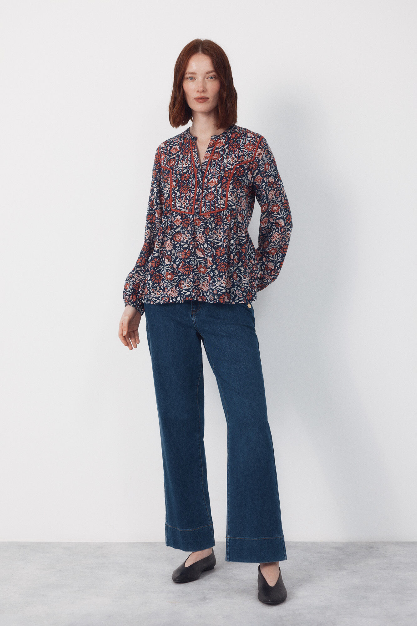 Cortefiel Padded mandarin blouse
