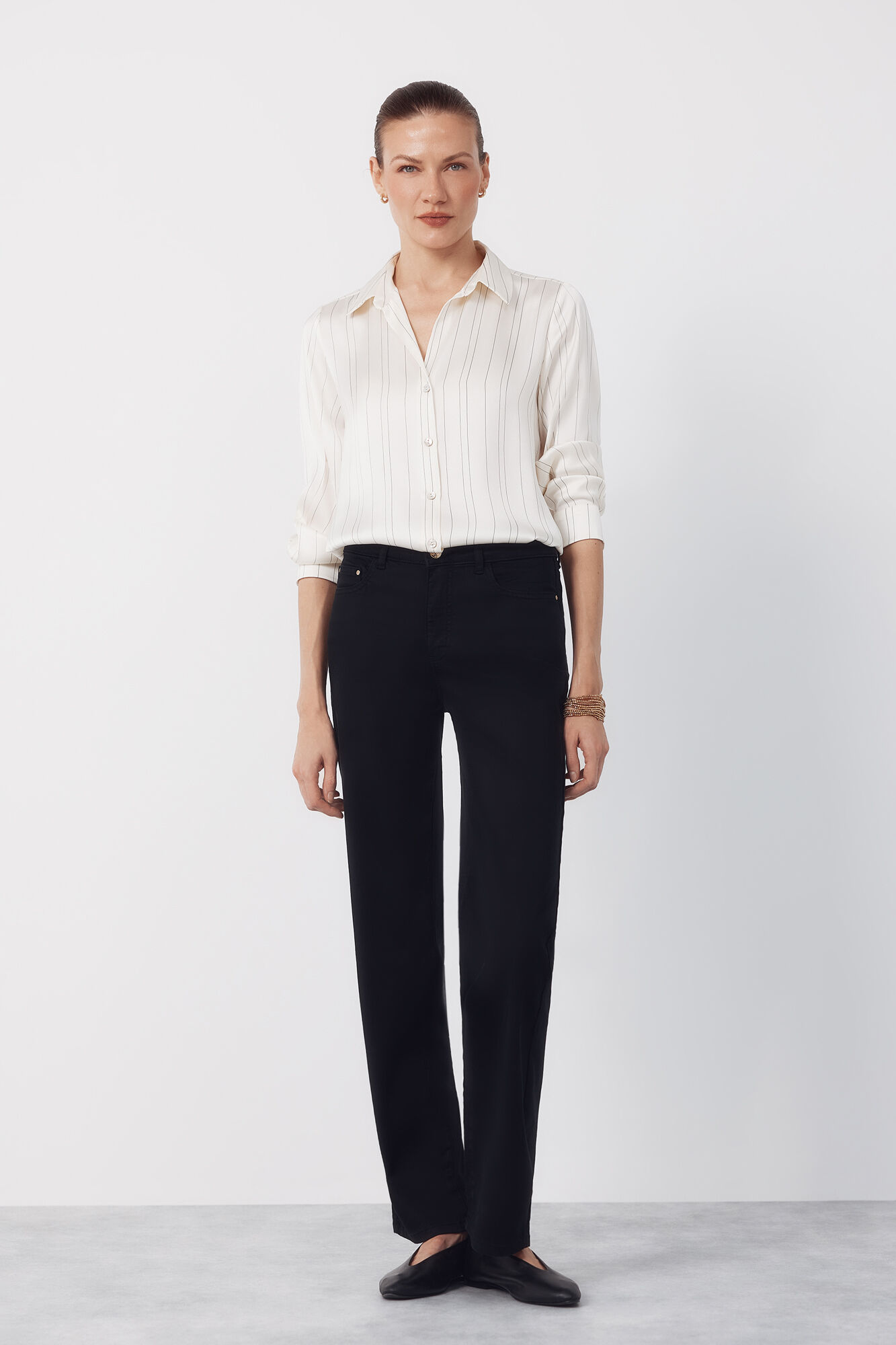 Cortefiel Satin-finish shirt Printed white