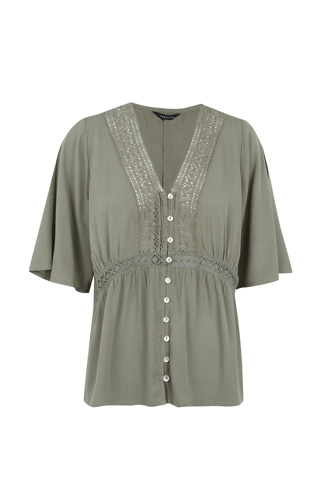 Cortefiel Blusa de renda Verde