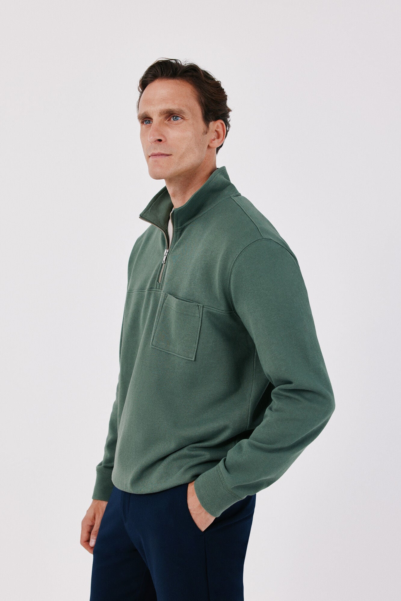 Cortefiel Zip neck sweatshirt Kaki