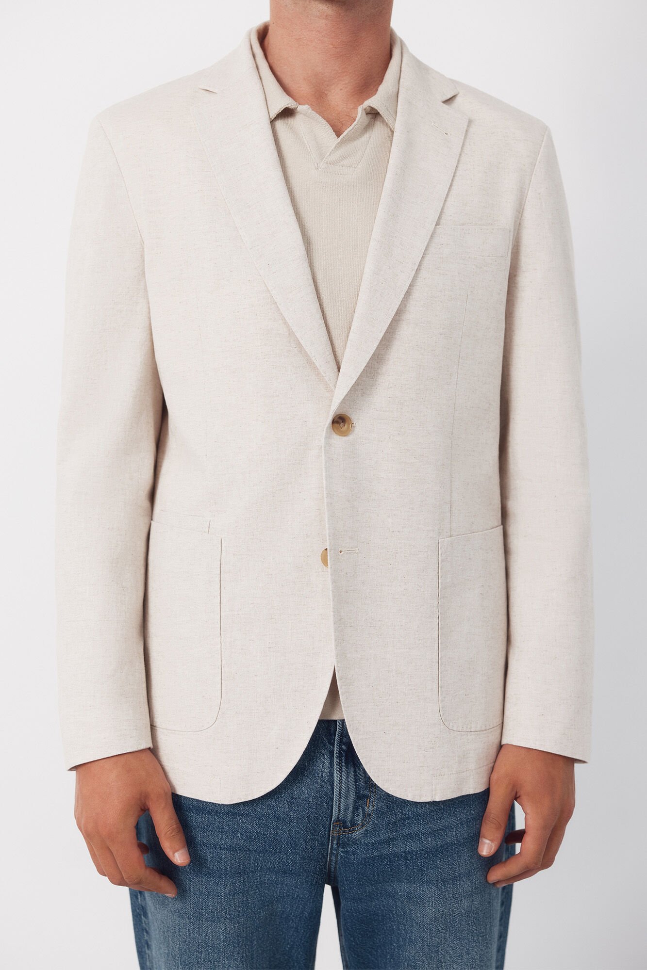 Cortefiel Linen blazer Beige