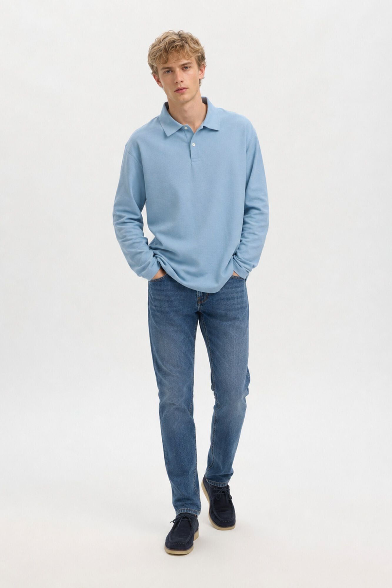 Selected Polo manga larga relax