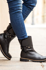 Cortefiel Leather boots with warm fur lining Black