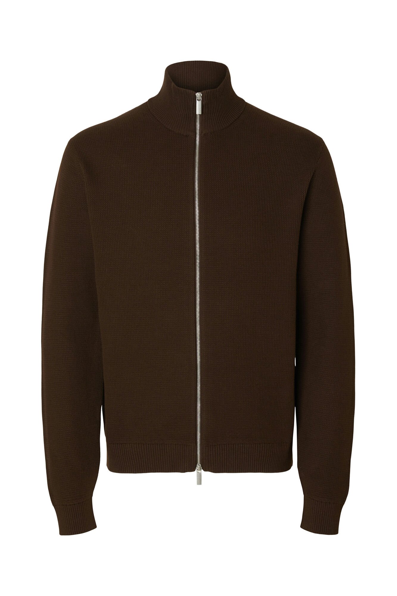 Selected Blus&atilde;o com malha 100% algod&atilde;o org&acirc;nico Castanho