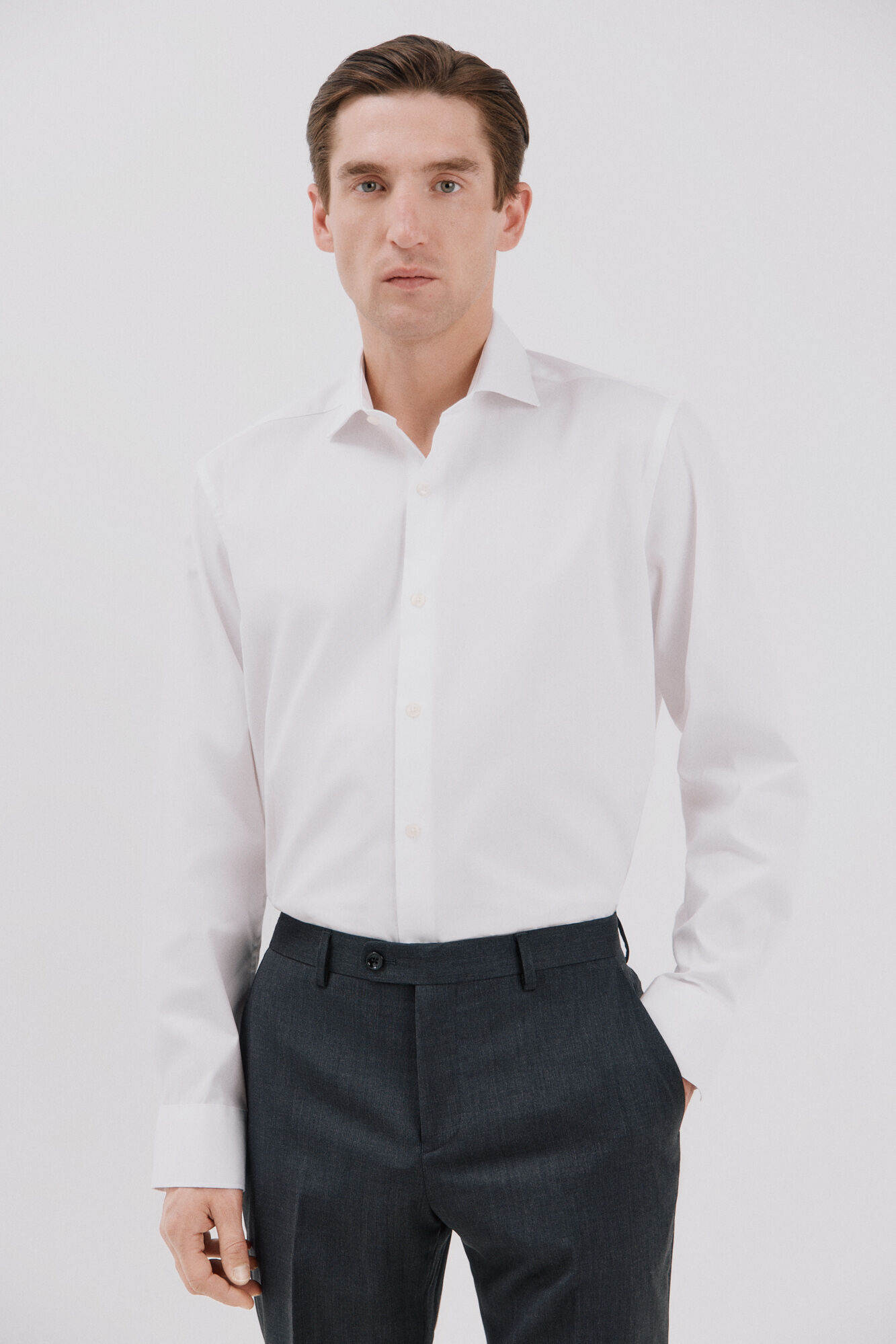 Cortefiel Plain easy-iron dress shirt White