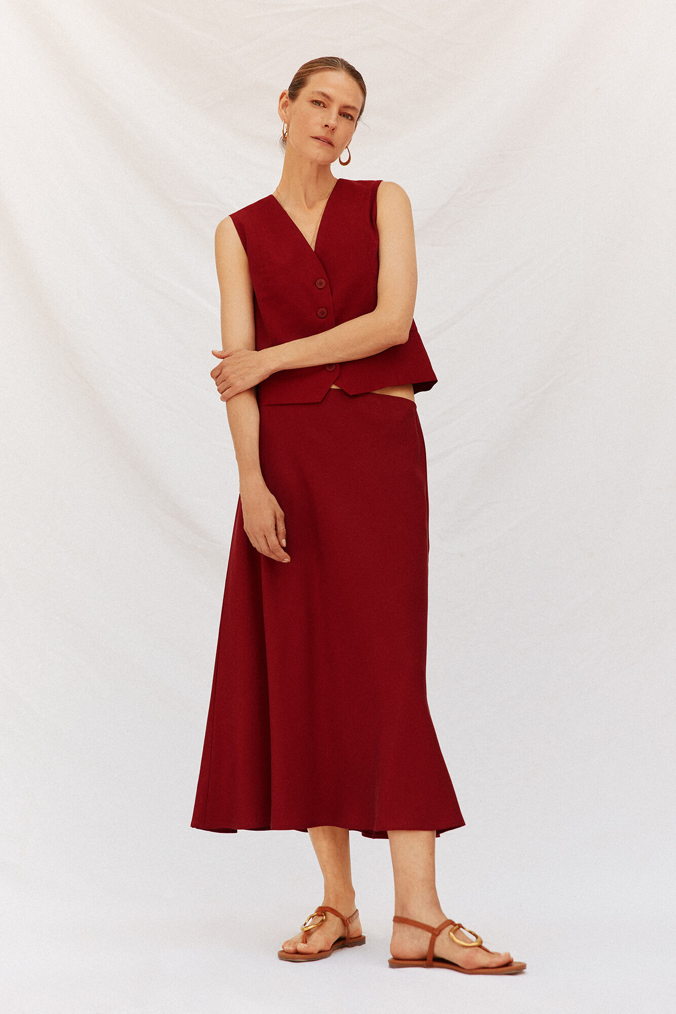 Cortefiel V V neckline Maroon