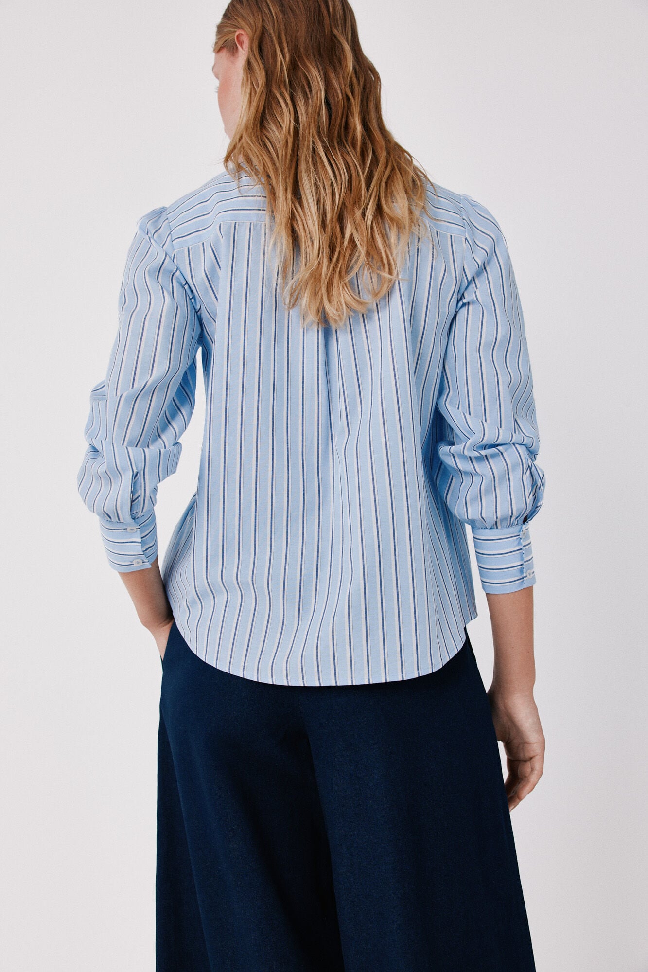 Cortefiel Blusa de riscas com la&ccedil;ada Azul